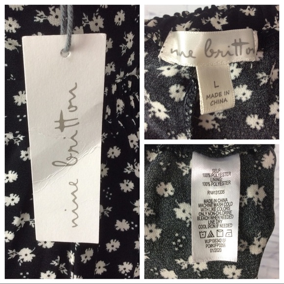 Nine Britton Black Floral Jumpsuit, Size L - Picture 11 of 11